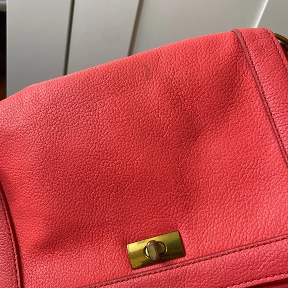 J. CREW HANDBAG TILLARY PURSE NEON CORAL LEATHER CROSSBODY - CLUTCH - Picture 10 of 10
